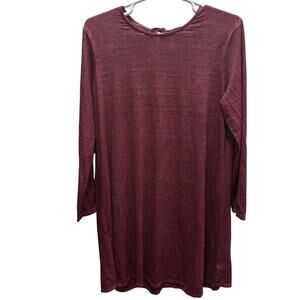 Faded Glory Burgundy Long Sleeve Dress A Line Strappy Keyhole Back 
Size XXL